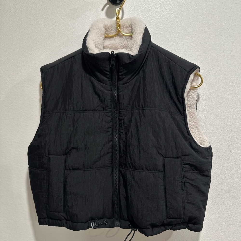 Thread & Supply Cream Sherpa-Lined Black Vest